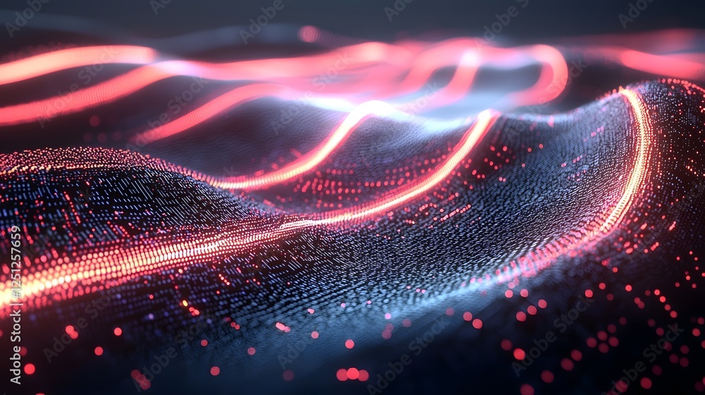 Poster mesmerizing glowing futuristic interface with intricate 3d digital elements dynamic flowing lines an