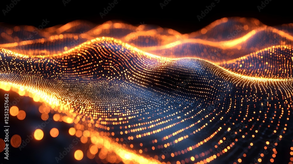 Poster glowing futuristic 3d digital interface with intricate lighting elements and dynamic data visualizat