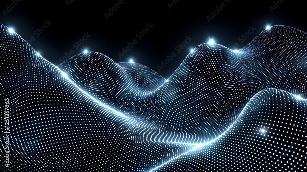 Poster stunning digital abstract background with interconnected dots and vibrant flowing lines of light cre