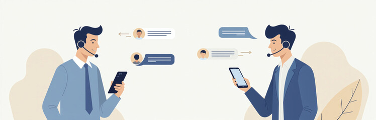 Businessmen Use Their Mobile Phones To Contact Customer Support Via Various Channels Including Phone Calls And Live Chats. 00002
