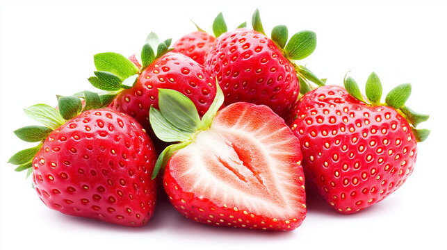 Fresh Strawberries on a Crisp White Background Generative AI