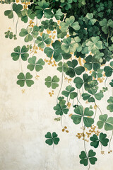 Vibrant green clovers cascading beautifully against a soft background.