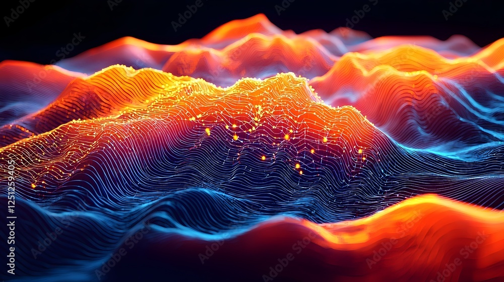 Poster stunning 3d rendered image depicting an abstract brain with vibrant interconnected nodes undulating 