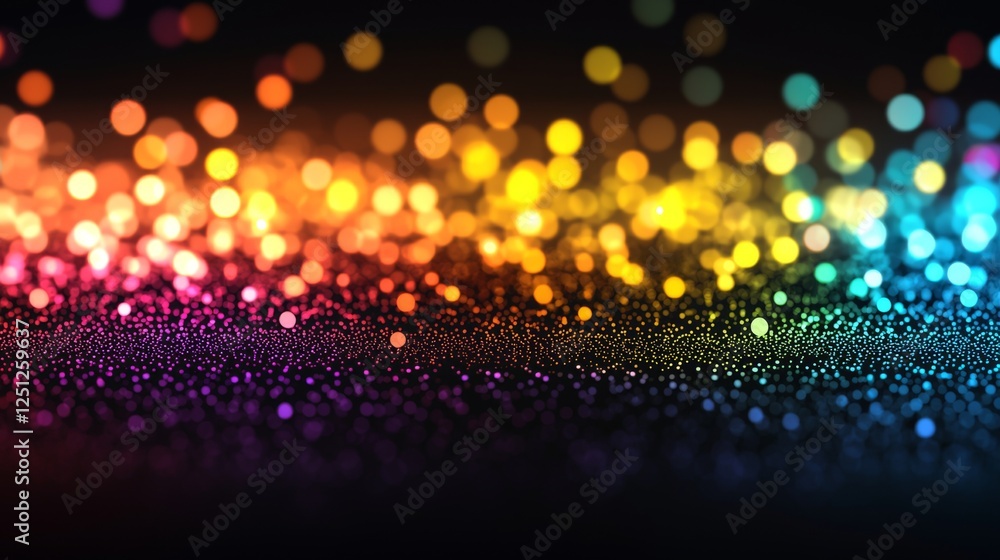 Poster a vibrant display of colorful bokeh lights against a dark background, creating an enchanting and eye