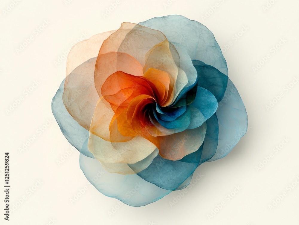 Poster abstract floral swirl: a mesmerizing abstract artwork depicting a rose-like form composed of translu