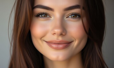 Smiling woman with long brown hair