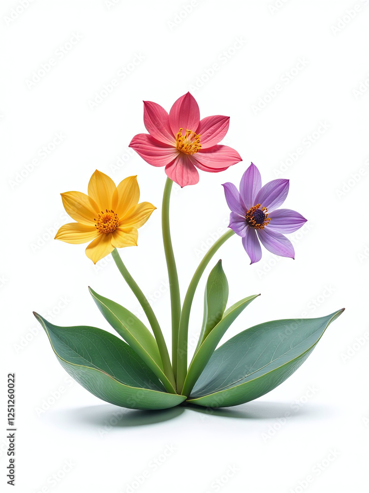 Aufkleber colorful flowers in a lotus pose are isolated on a plain white background for a serene and peaceful 