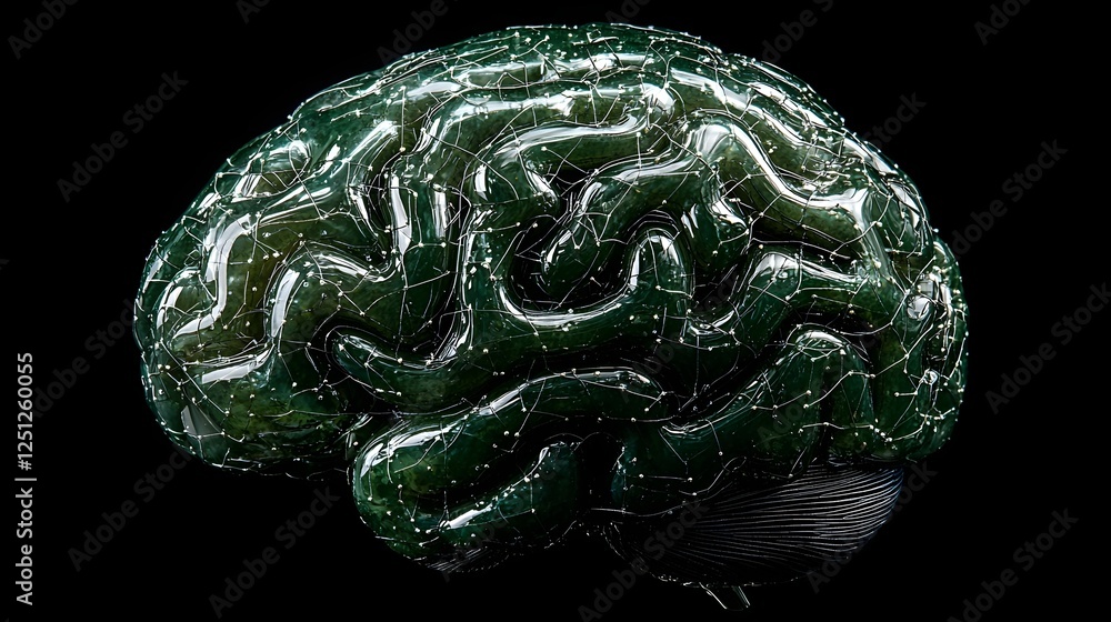 Poster captivating 3d visualization of an advanced brain model showcasing the intricacy of its interconnect