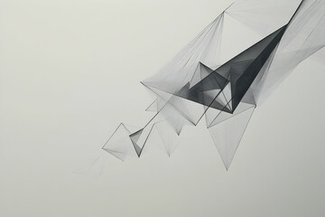 Abstract geometric artwork featuring interconnected lines and shapes creating a dynamic, modern design. Ideal for backgrounds, websites, or contemporary art projects.