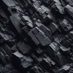 Close-up view of a dark gray or black rock face.
