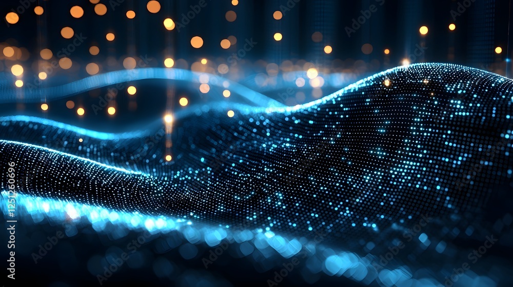Poster close up view of a vibrant digital neural network representing the incredible innovation and technol