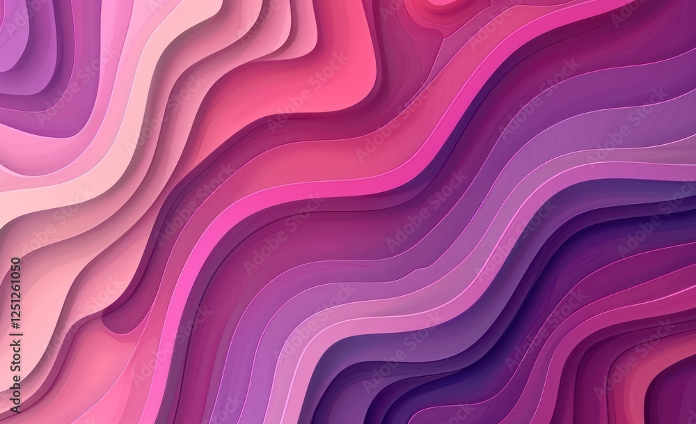 Poster purple to pink minimalistic geometric background for design with smooth waves and color transitions