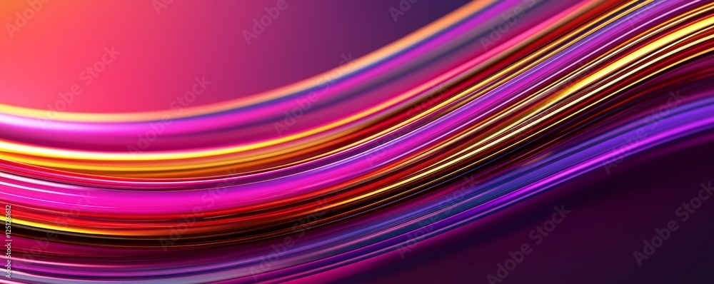 Poster a vibrant abstract image featuring flowing lines in shades of pink, purple, and gold, creating a dyn