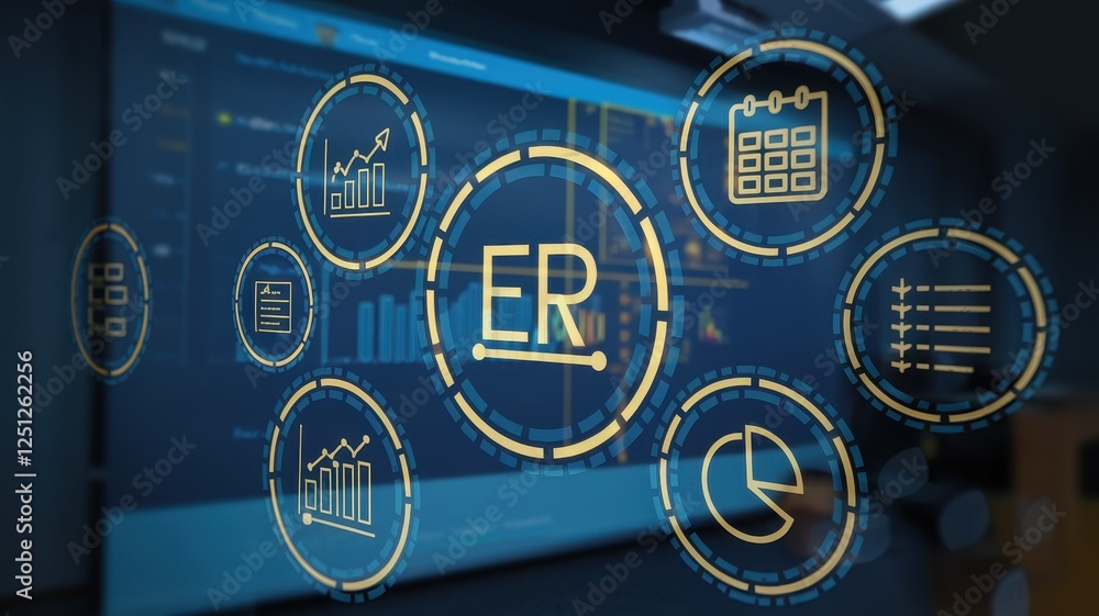 Aufkleber enterprise resource planning: a digital dashboard visualizing business efficiency and growth
