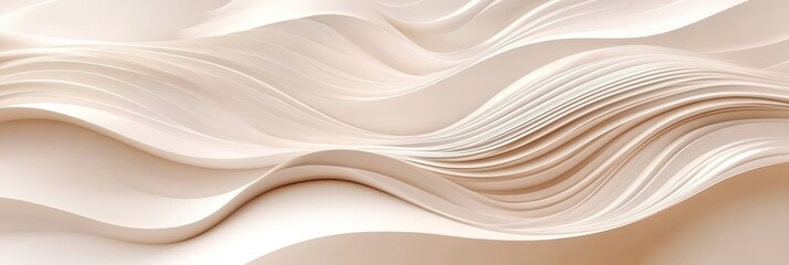 Obraz premium Seamless Soft Beige Cream Gradient 3D Low Profile Delicate Gentle Wave Texture Pattern Background