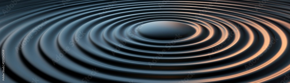 Poster a serene image of concentric ripples radiating from a central point on a calm surface, evoking tranq