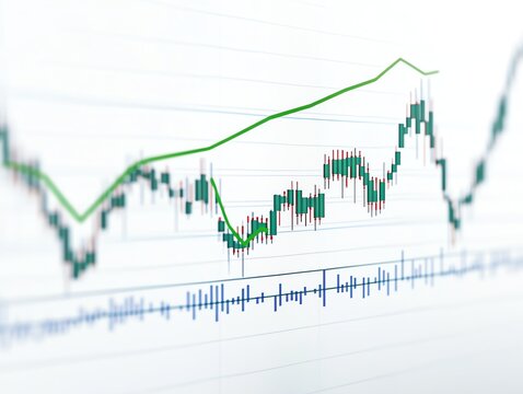 Close-up view of a financial chart with fluctuating lines illustrating market changes.