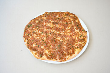 Turkish foods ; Turkish pizza -Lahmacun. Urfa  bol acili lahmacun. Kasarli lahmacun.