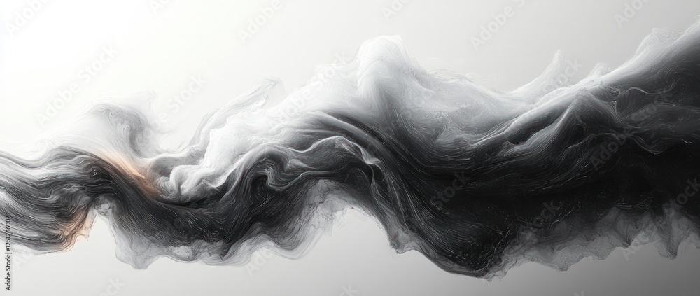 Poster black white abstract minimalist gradient smooth texture swirling form background design