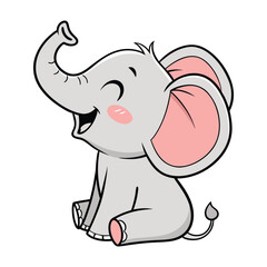 Cute baby carton elephant with smiling face