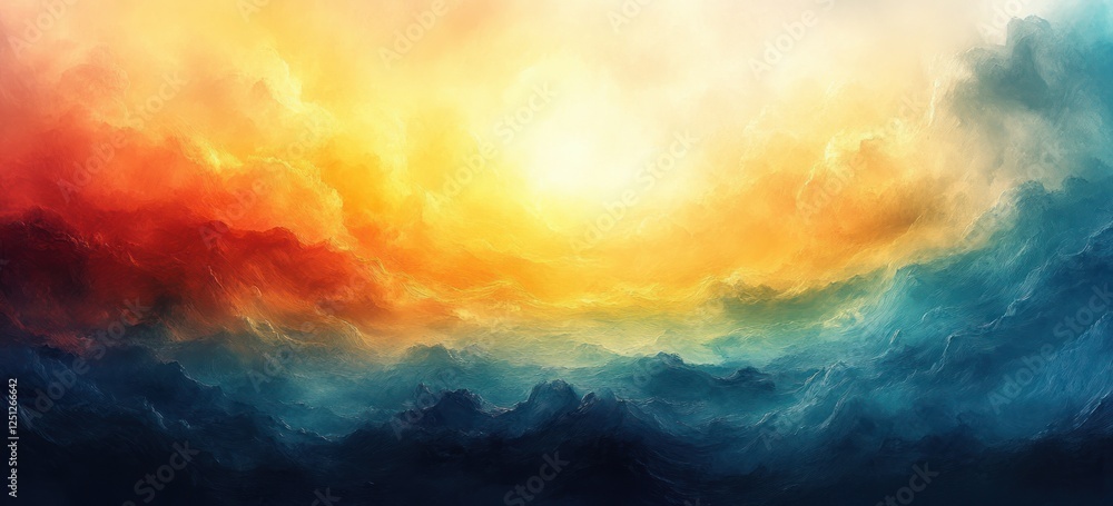 Poster vibrant abstract gradient smooth transition from yellow to teal glowing background with grainy textu