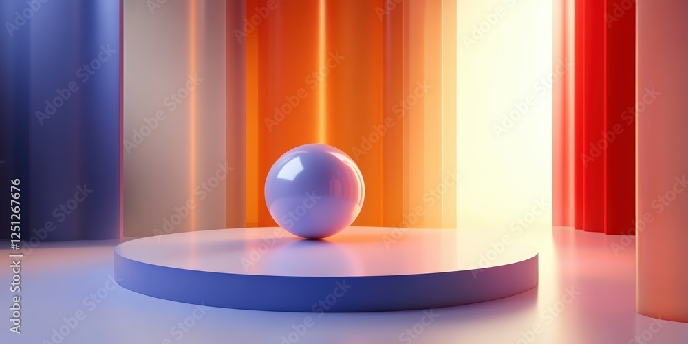 Poster abstract minimalist background with sphere and vibrant vertical elements in creative color palette f
