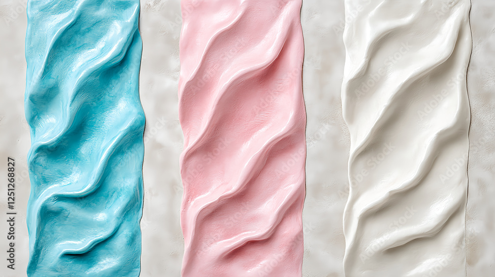 Poster textured wave patterns in soft pastel colors abstract art modern design indoor close-up view aesthet