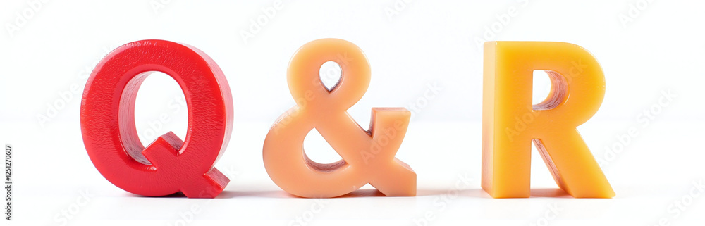 Poster letters q and r made from cherry and orange are isolated and visible against a clean white backgroun
