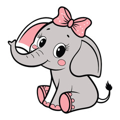 Happy little elephant with bow
