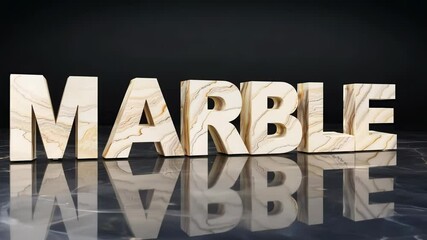 Polished marble slabs form elegant letters creating the word marble in a captivating visual display - Powered by Adobe