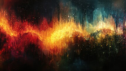 Abstract fiery cosmic wave digital art, dark space background, website header