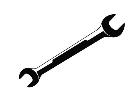 Black and white combination wrenches illustration for tools and mechanic branding