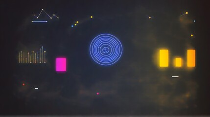 Glowing abstract geometric shapes and patterns representing machine learning computations data analytics and digital information visualization  Futuristic high tech and minimalist design