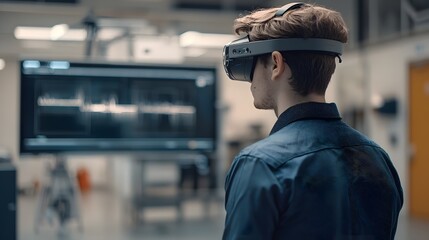 Futuristic Virtual Reality Design of Machine Learning Data Processes  Depicting an immersive cyberpunk inspired visualization of technological innovation data analytics and intelligence