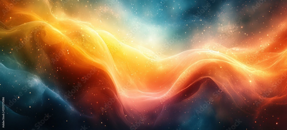 Poster abstract color gradient background smooth transition from yellow to teal glowing dynamic design