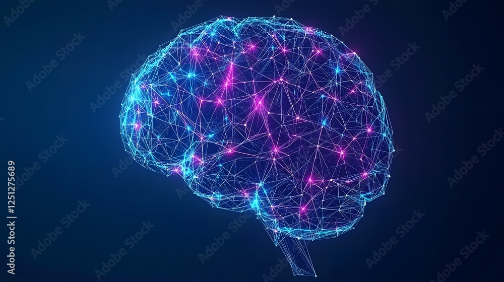 Poster visually stunning representation of an ai powered neural network featuring a complex web of geometri