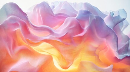 Obraz premium Pastel fabric waves, light background, flowing texture, abstract design, website banner