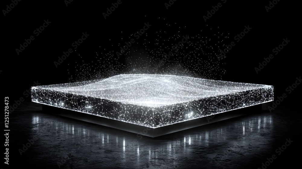 Poster glowing polygonal neural network in a minimalist digital landscape a conceptual representation of th