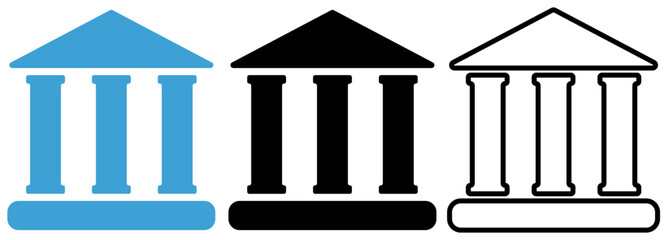 bank building icon, simple flat style, symbol vector illustration sign logo template pictogram, for ui or ux isolated on white for mobile app, editable