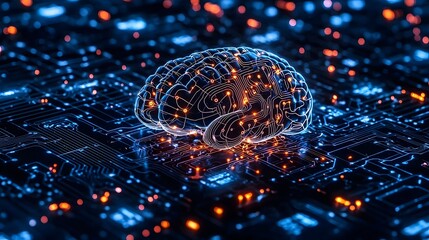 Captivating digital art showcasing a high tech neural network interface glowing and pulsating within a futuristic abstract landscape