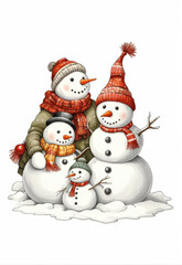 A pile of \Snowman\ hand-drawn illustrations can be used as commercial elements