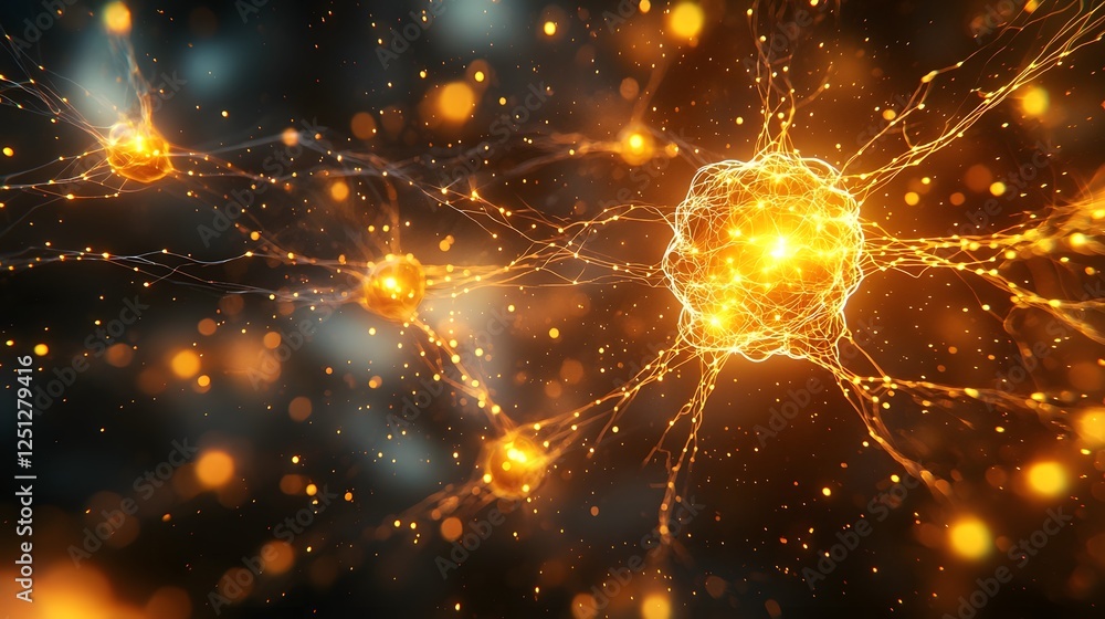 Aufkleber abstract of a glowing pulsing web of neural network connections representing the dynamic flow of dig