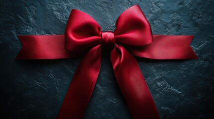 a stylish vertical view of a red ribbon tied neatly into a bow against a dark backdrop, perfect for themes of elegance, celebration, and gift wrapping.