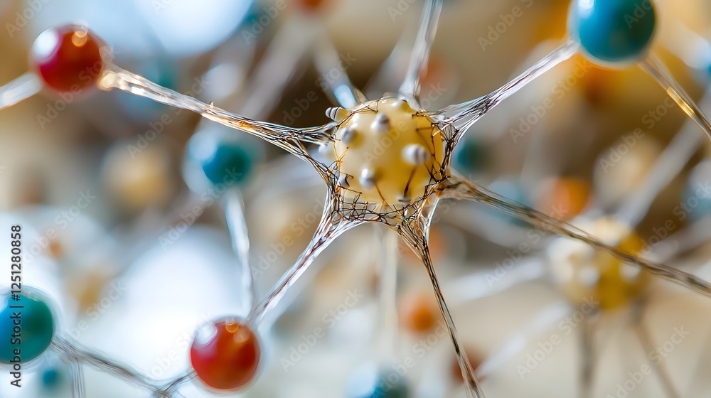 Poster intricately detailed neural network showcasing the complex dynamic processes of deep learning and in