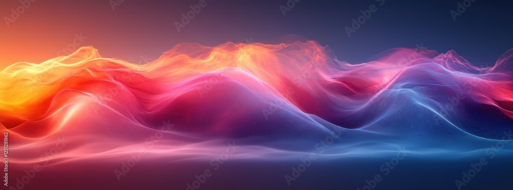 Poster vibrant abstract wave gradient background with deep reds and bright blues smoothly illuminated in a 