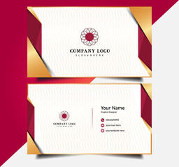 Modern Business Card Layout template design, Creative and Clean Business Card Template. Vector illustration golden red print template.