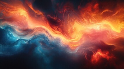 Fototapeta premium Abstract fiery, icy nebula swirls cosmic background; digital art, website header