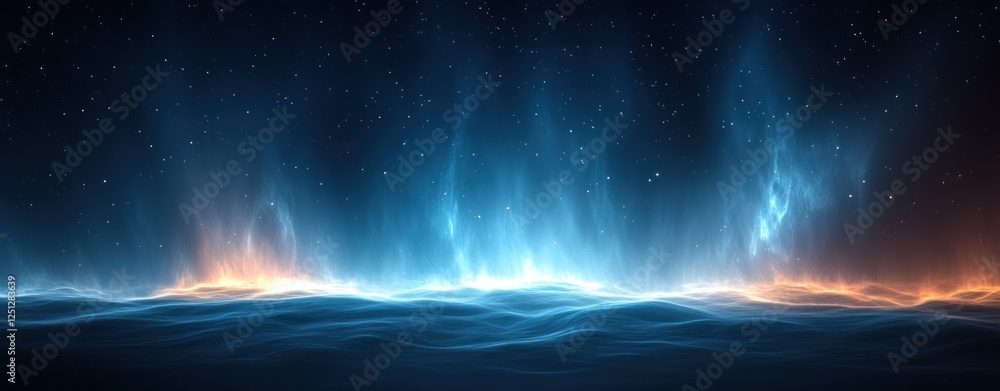 Aufkleber glowing abstract blue gradient background with noise texture dynamic minimal design