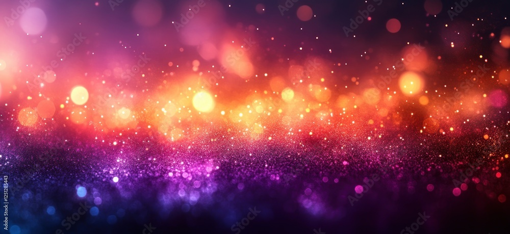 Poster abstract gradient art with vibrant colors transitioning from deep purple to warm orange glowing back