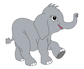 Vector illustration elephant walking and smiling